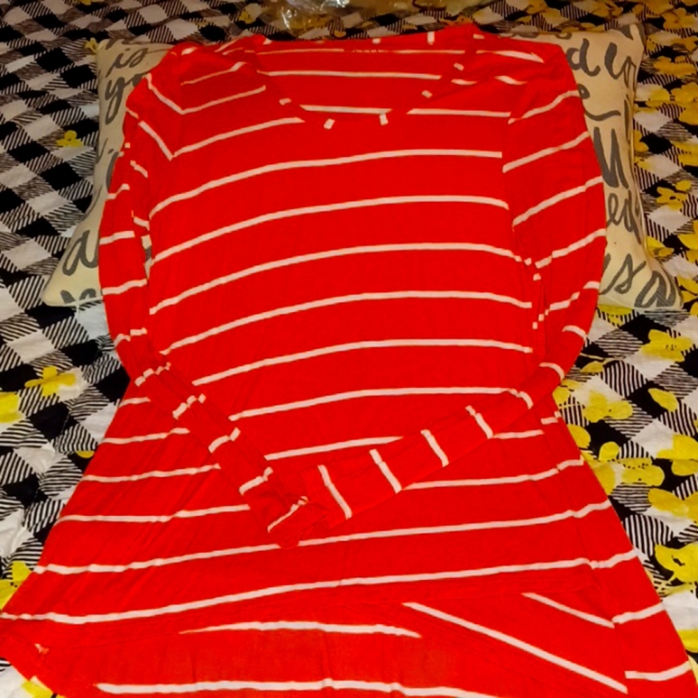 STYLUS Pink and white striped top